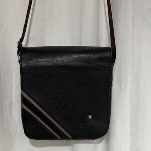 Montblanc Dark Brown Leather Meisterstuck North South Messenger Bag